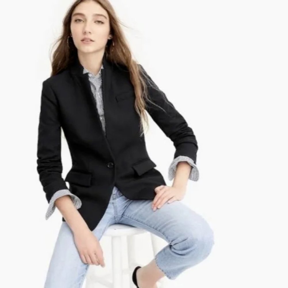 J. Crew Campbell Traveler Italian Wool Tollegno 1900 Blazer Black Size 2